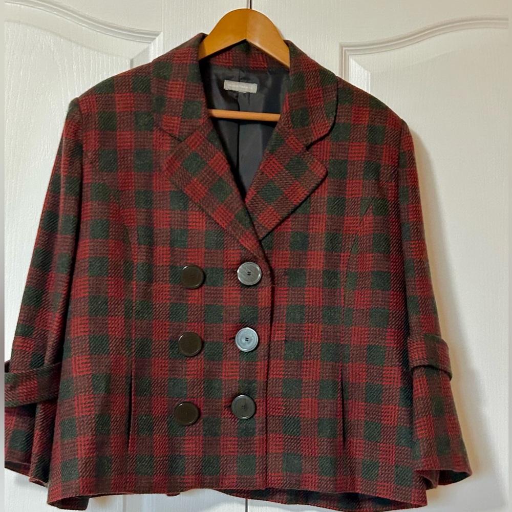 Investments Red and Black Plaid Blazer Size XL